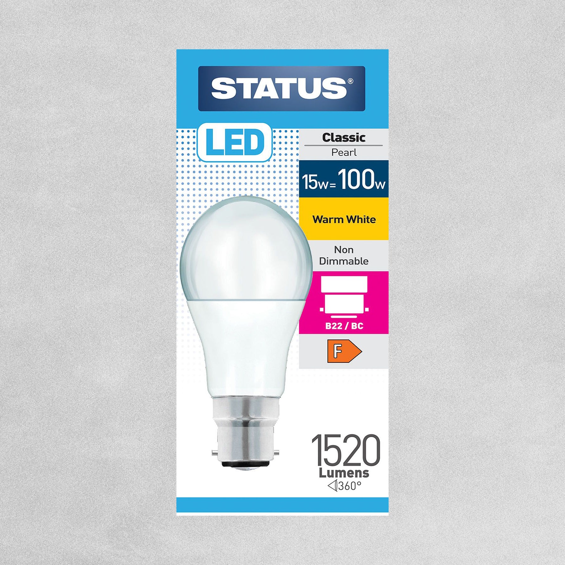 Status LED Classic Pearl Bulb B22/BC 15w=100w - Warm White