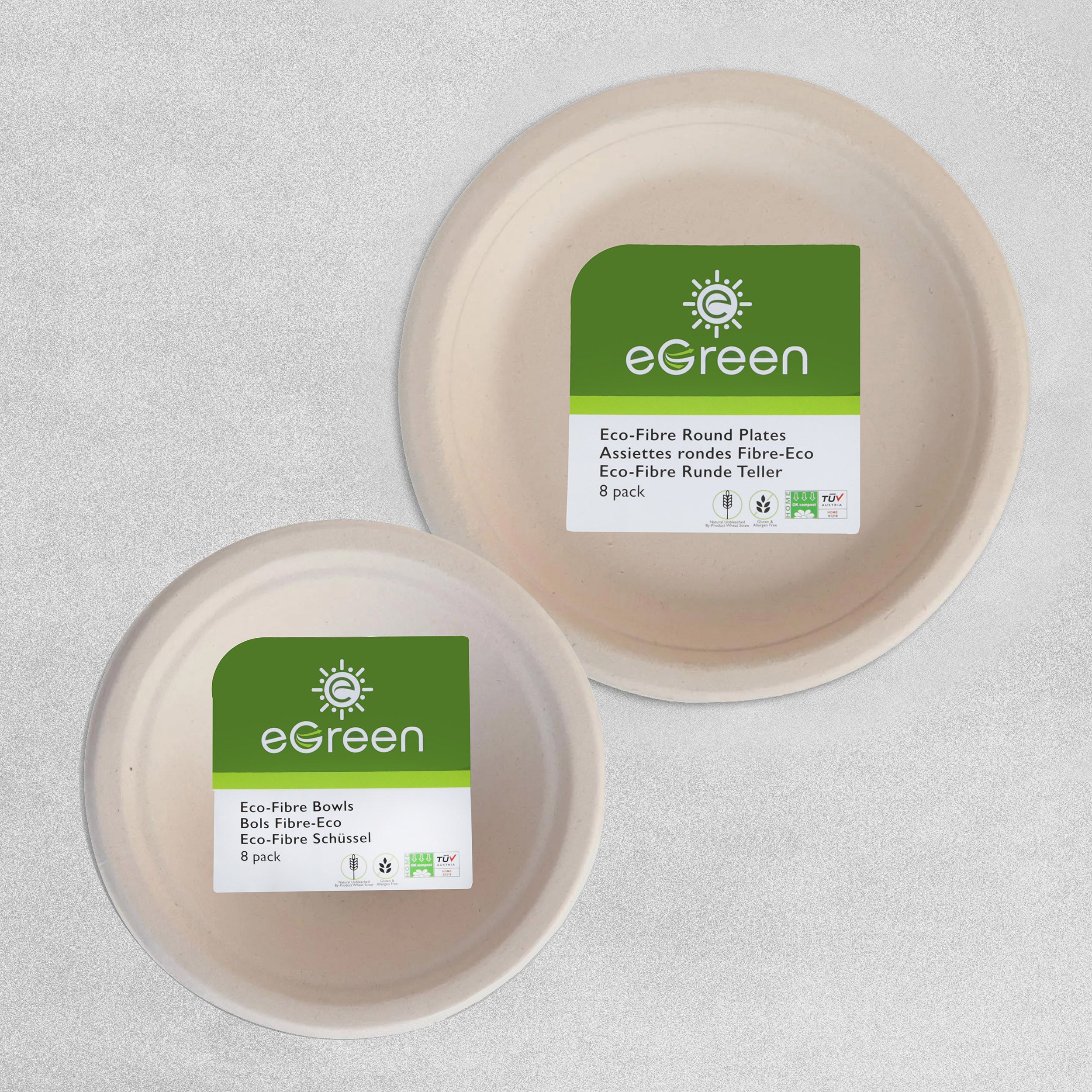 Eco Fibre Paper Plates & Bowls - Pack of 8