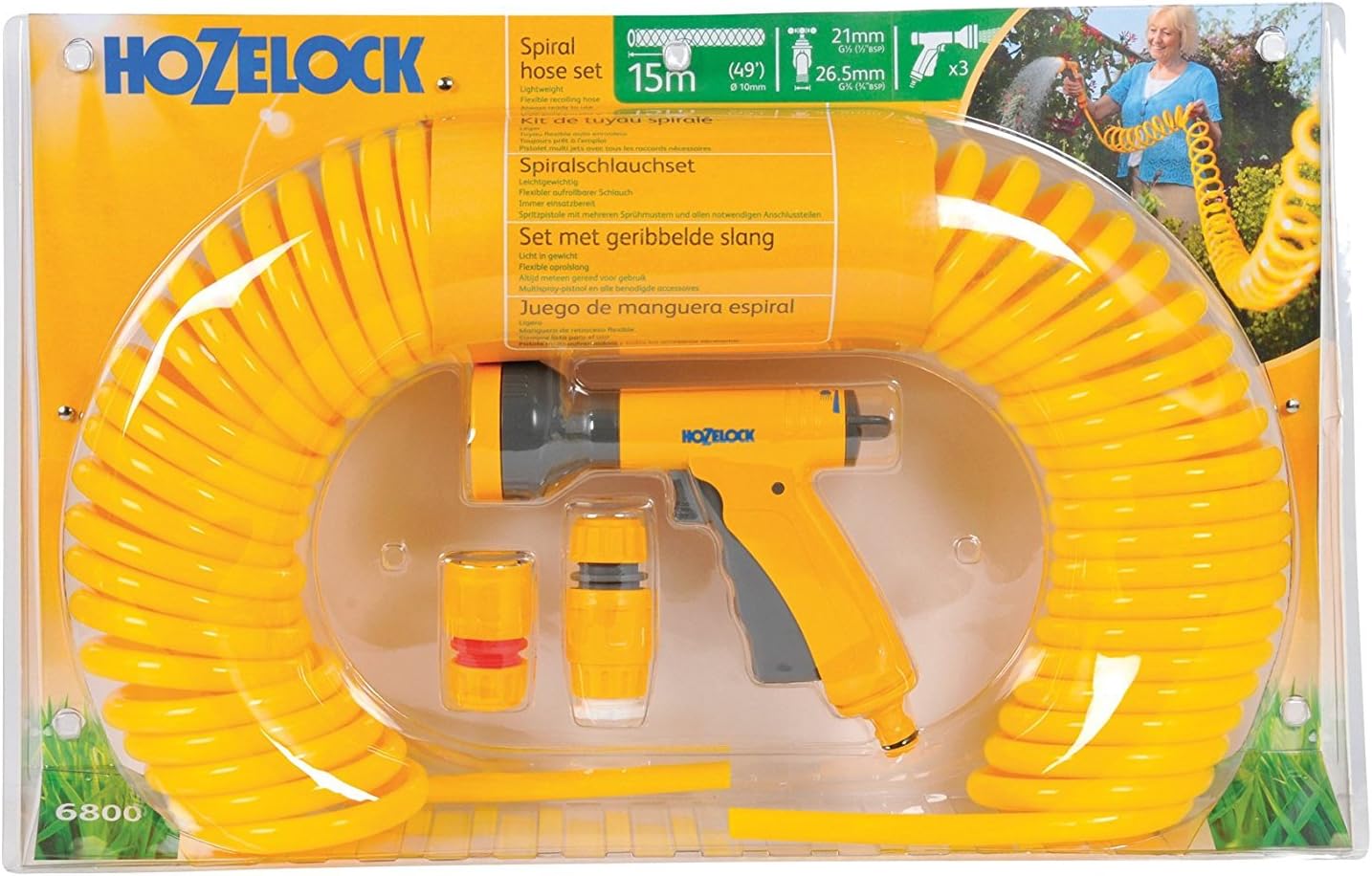 Hozelock 6880 Spiral Hose Set extends to 15m