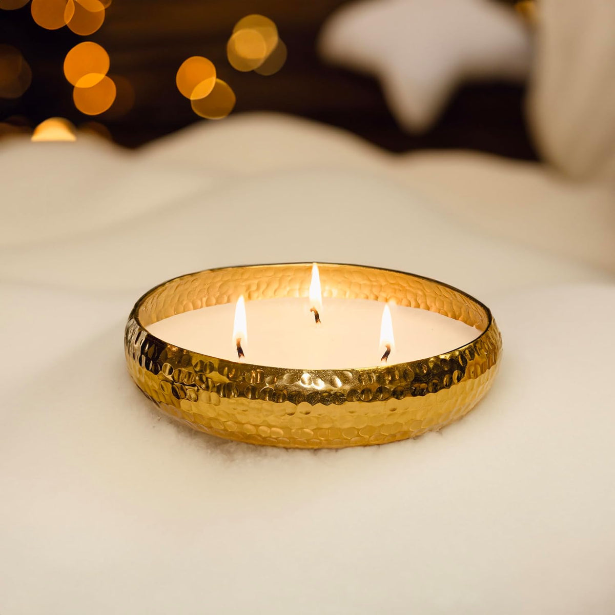 Apple & Cinnamon Luxury Scented Christmas Candle in Hammered Bowl