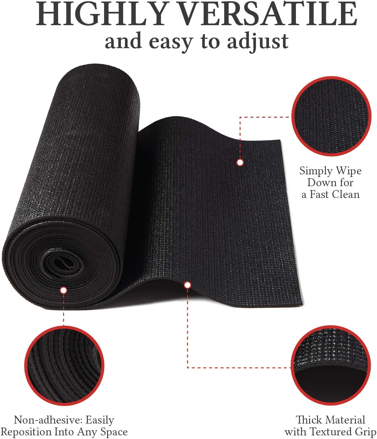 B&C Home Goods Toolbox Liner 18" x 24'  - Black Roll