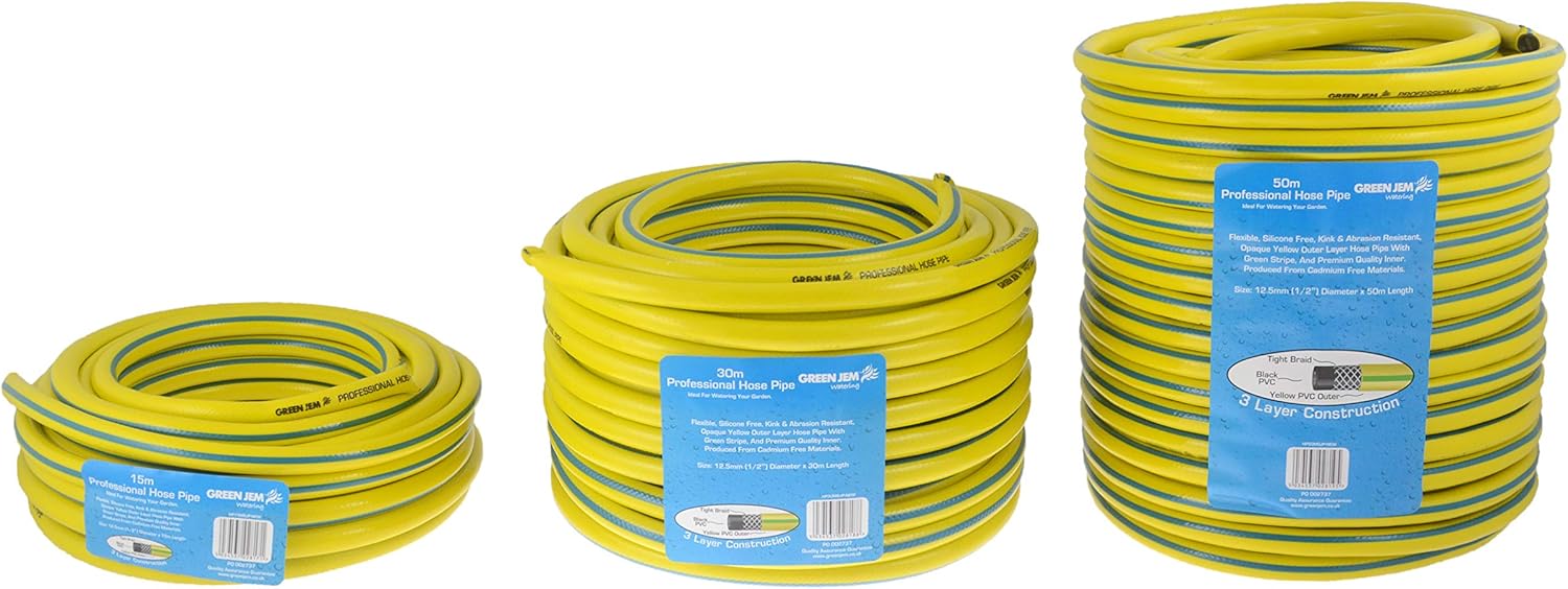 Green Jem Professional Hose Pipe, Yellow - various lengths