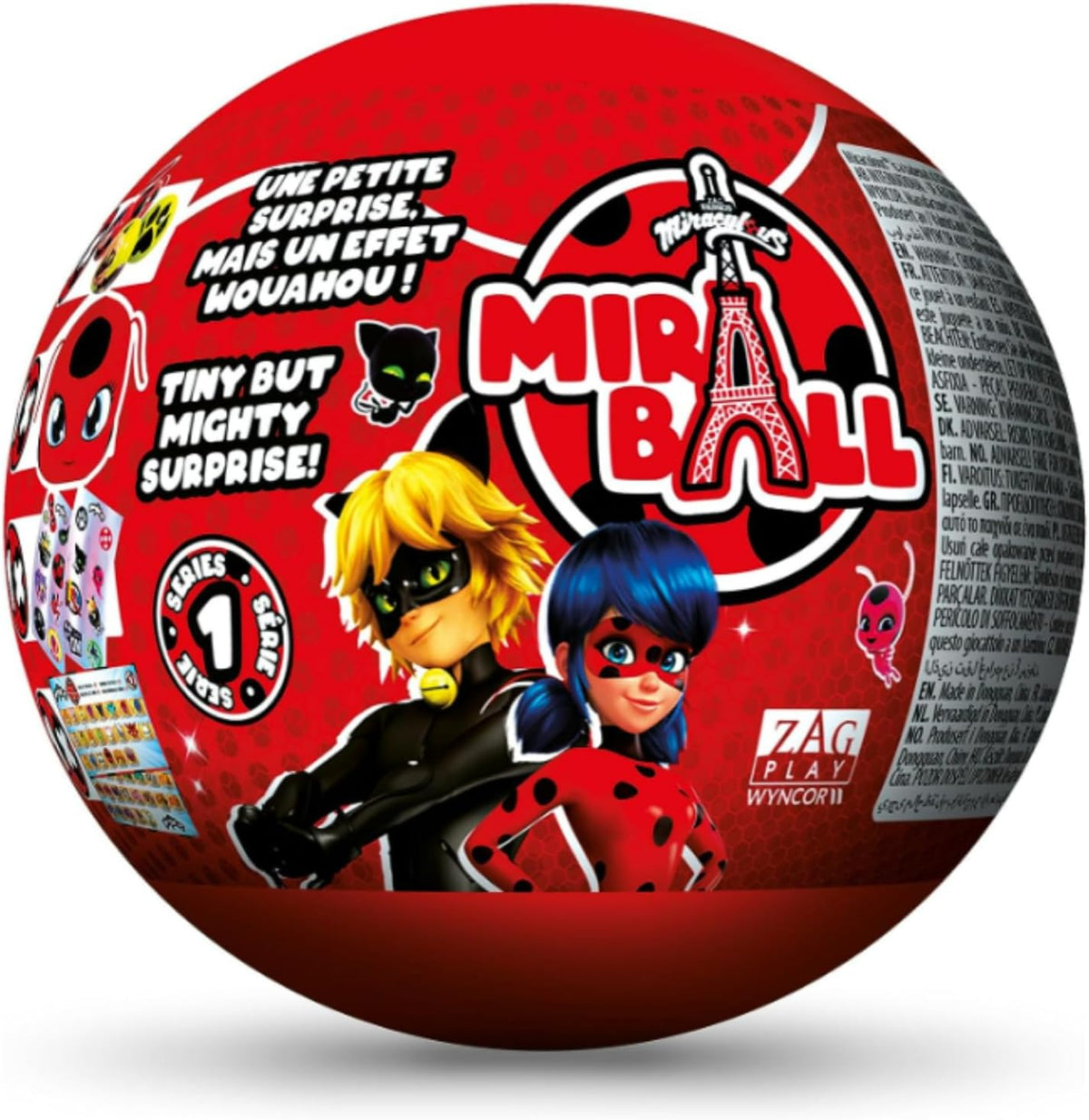Miraculous Ladybug, 4-1 Capsule Collectible Toy, Surprise Miraball with Expanding Plush
