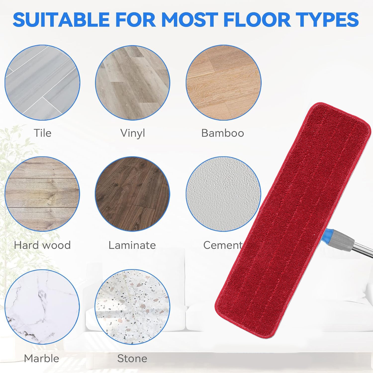 Microfibre Flat Mop Heads - Various Colours Available - 10pcs