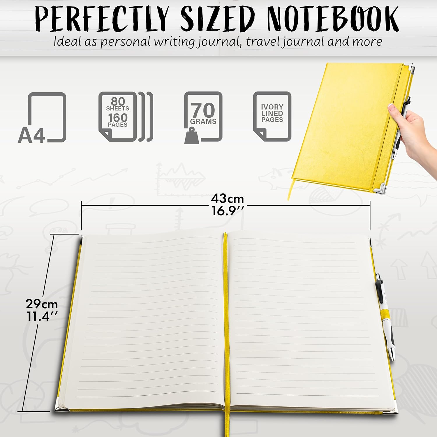 A4 Hard Cover Notebook with Pen Set