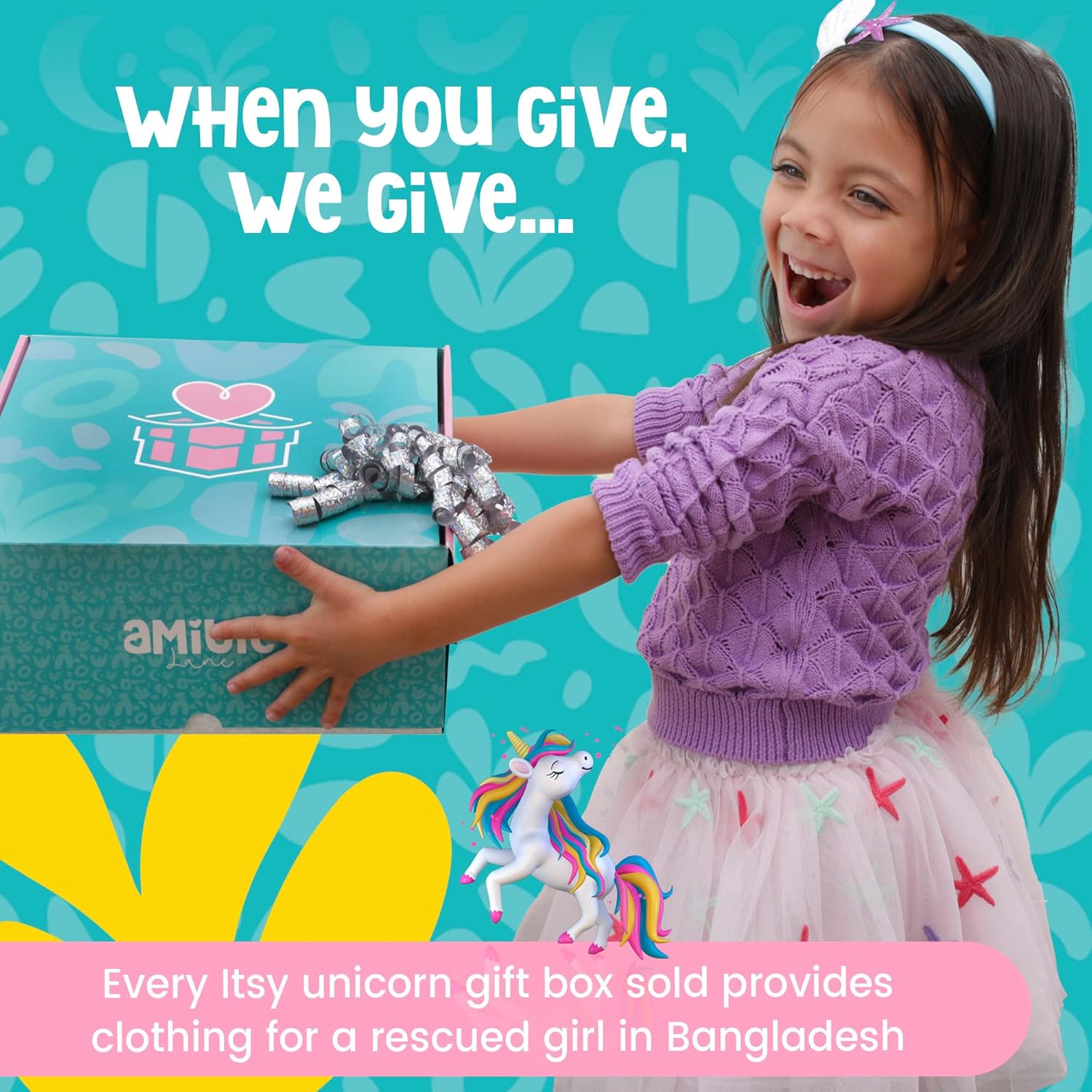 Amitie Lane Unicorn Plush Ballerina Sleep Over Gift Box