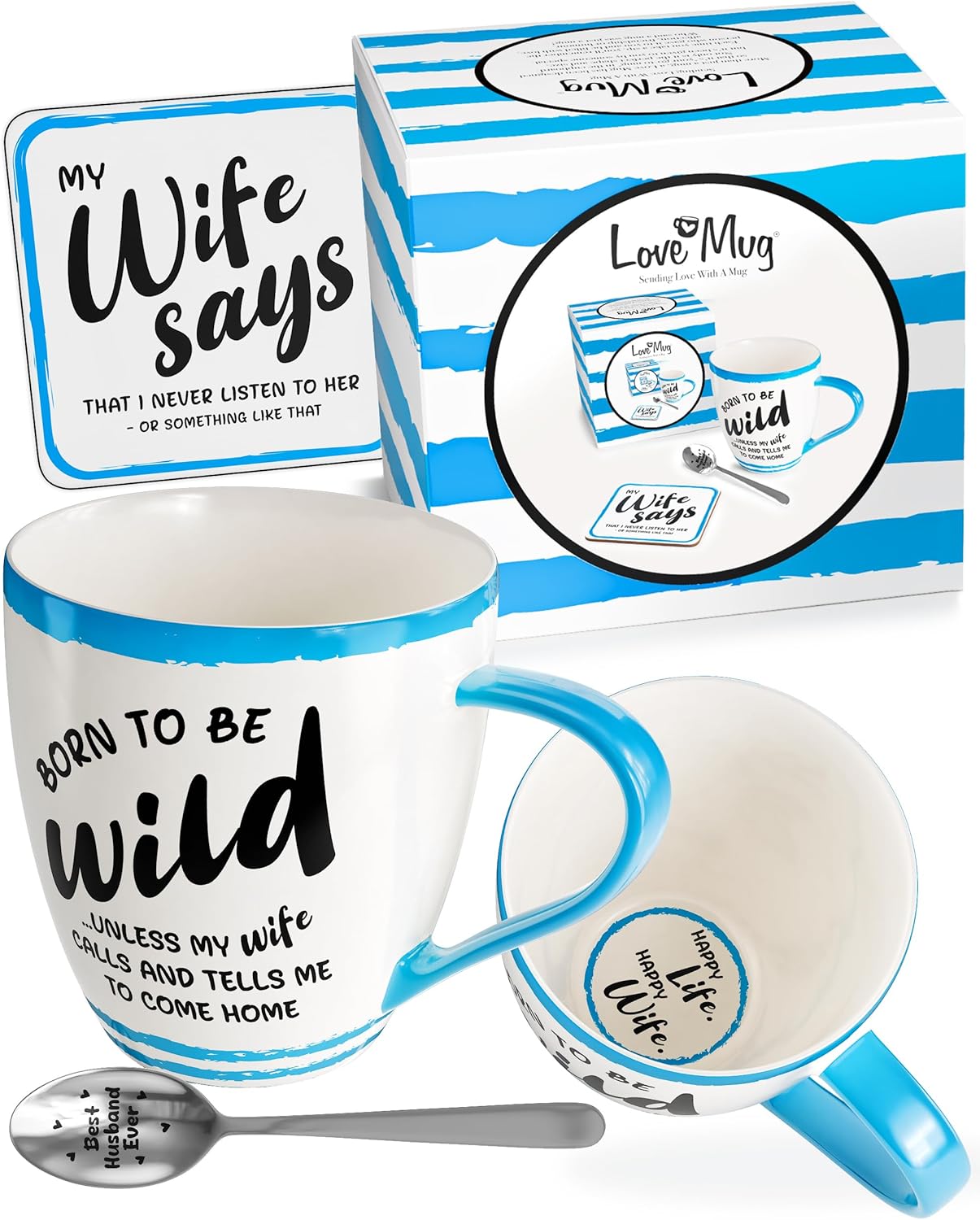 Love Mug®: Husband Mug, Coaster and Spoon Gift Set