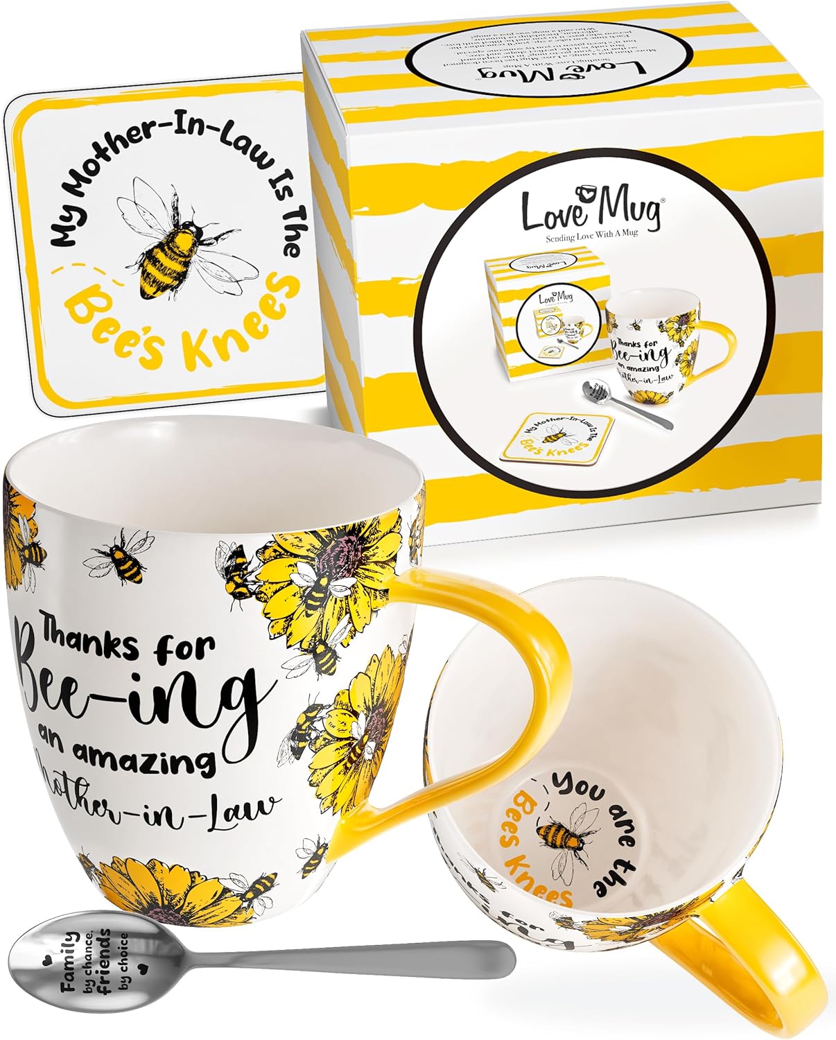 Love Mug®: Thanks for Bee-ing an Amazing Mother-in-Law Mug, Coaster and Spoon Gift Set