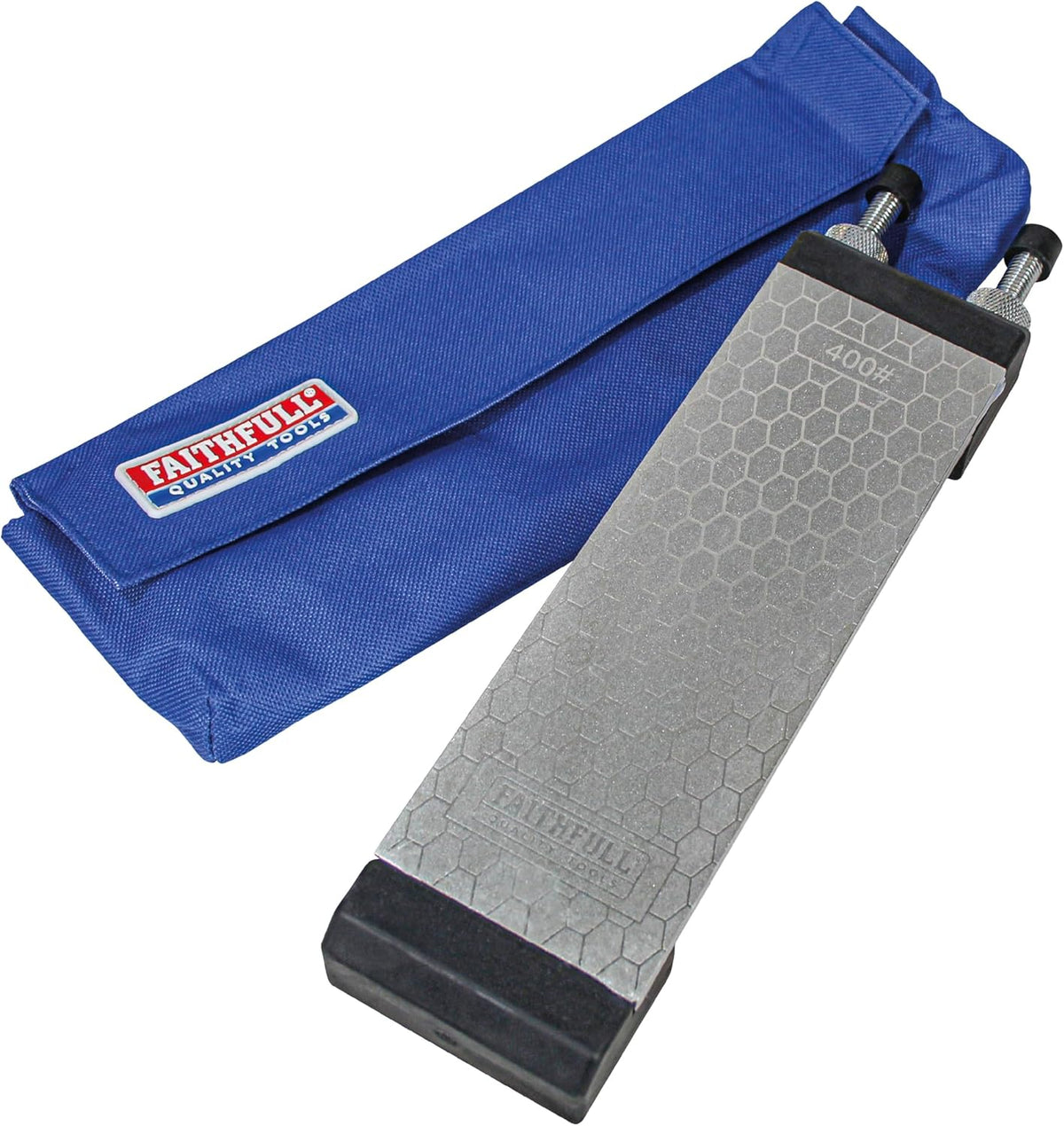 Faithfull Diamond Sharpening Stone Kit – Whetstone with Docking Station & Storage Wallet 400/1000 Grit