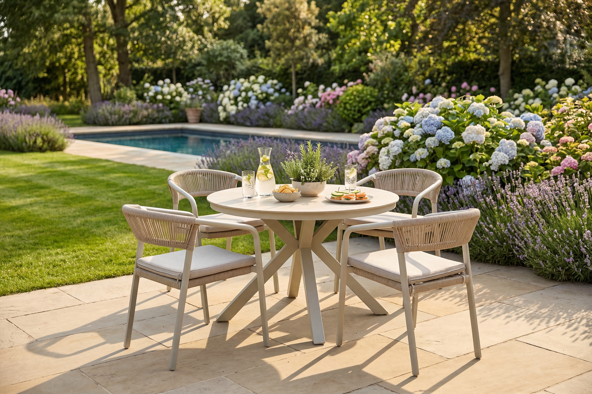 Canaria 4 seater Dining Set with 110cm round sintered stone table
