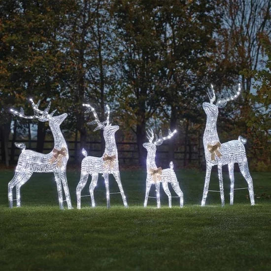 Three Kings Glitter Twist Reindeer Silver - 115cm - Cool White LED