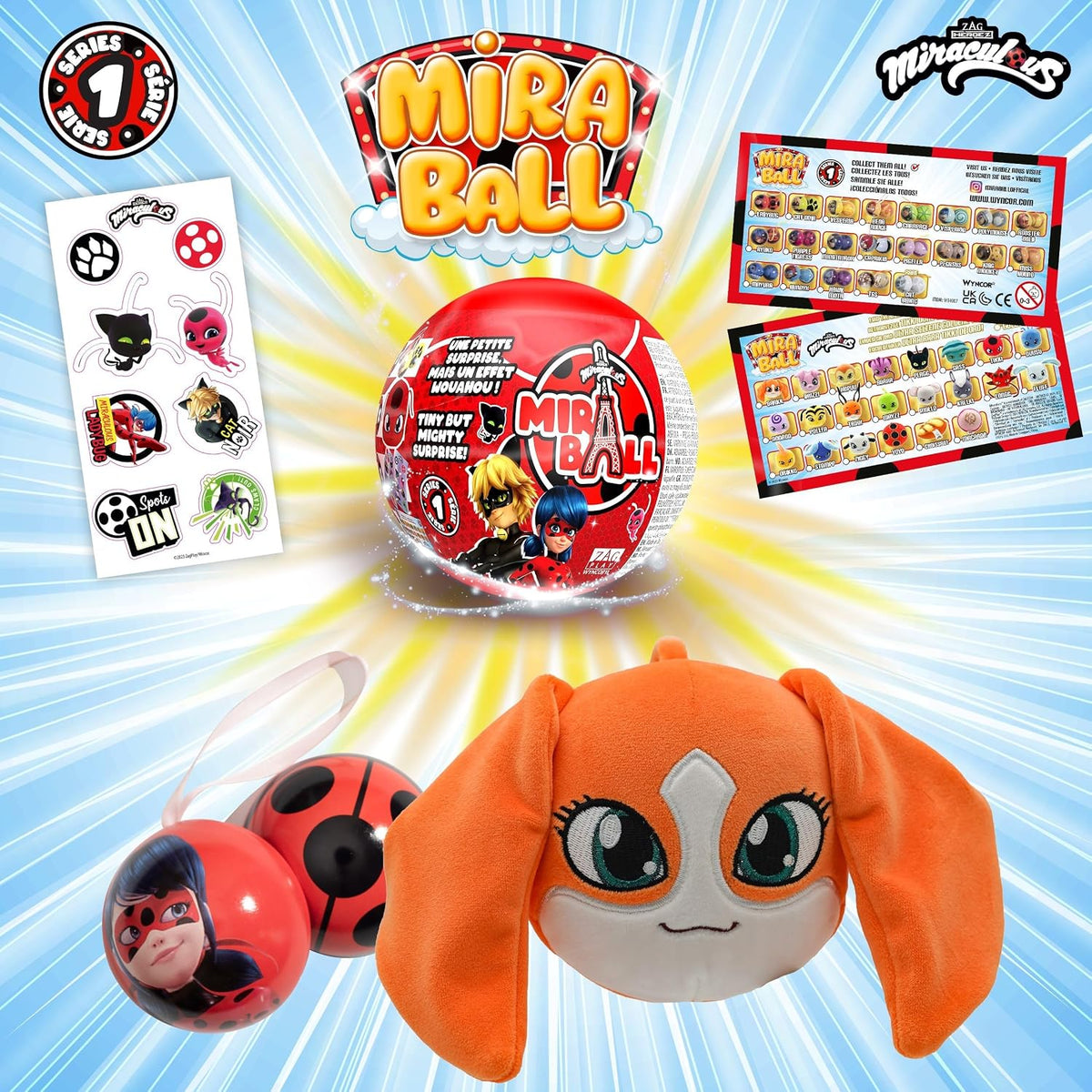 Miraculous Ladybug, 4-1 Capsule Collectible Toy, Surprise Miraball with Expanding Plush