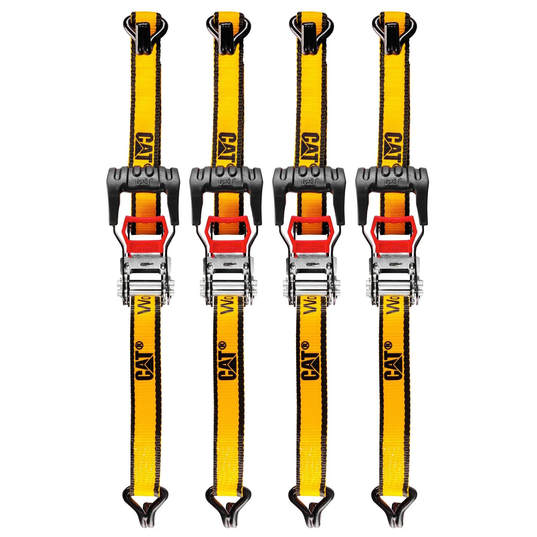 Caterpillar Ratchet Tie Downs with Scratch Resistant Hooks - 4 pack