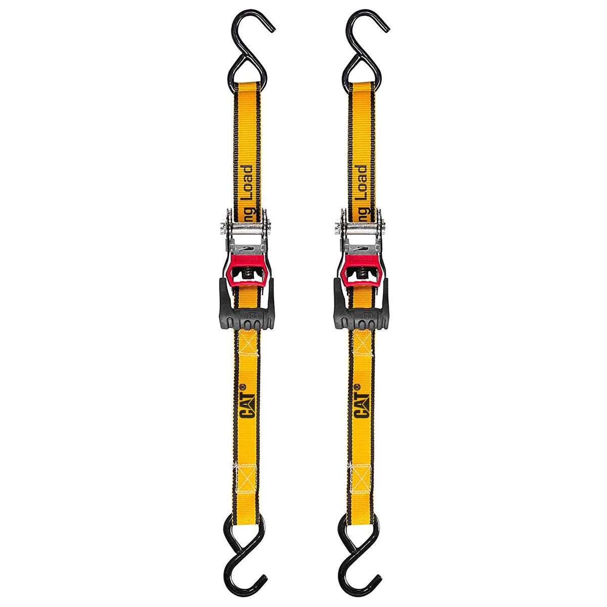Caterpillar Ratchet Tie Downs with Scratch Resistant Hooks 12 ft x 1 in - 2 pack