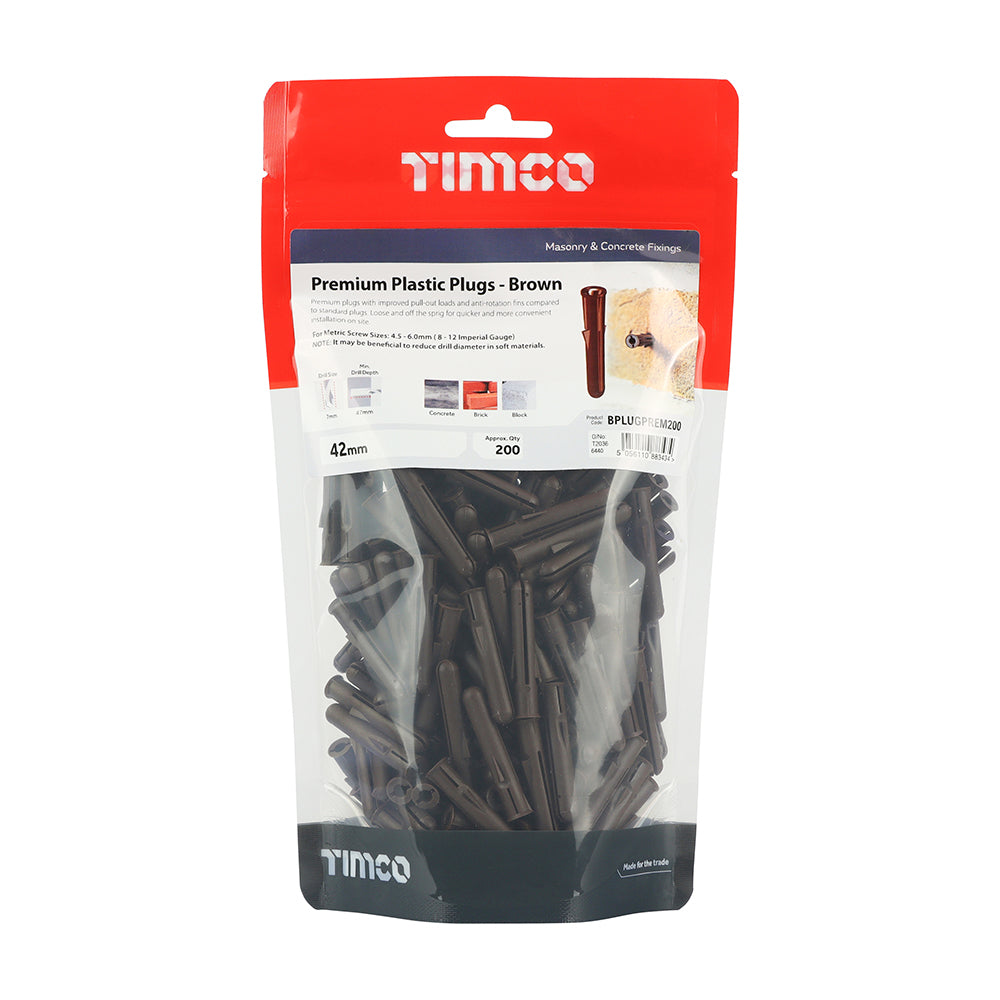 Timco Premium Plastic Plugs - Brown