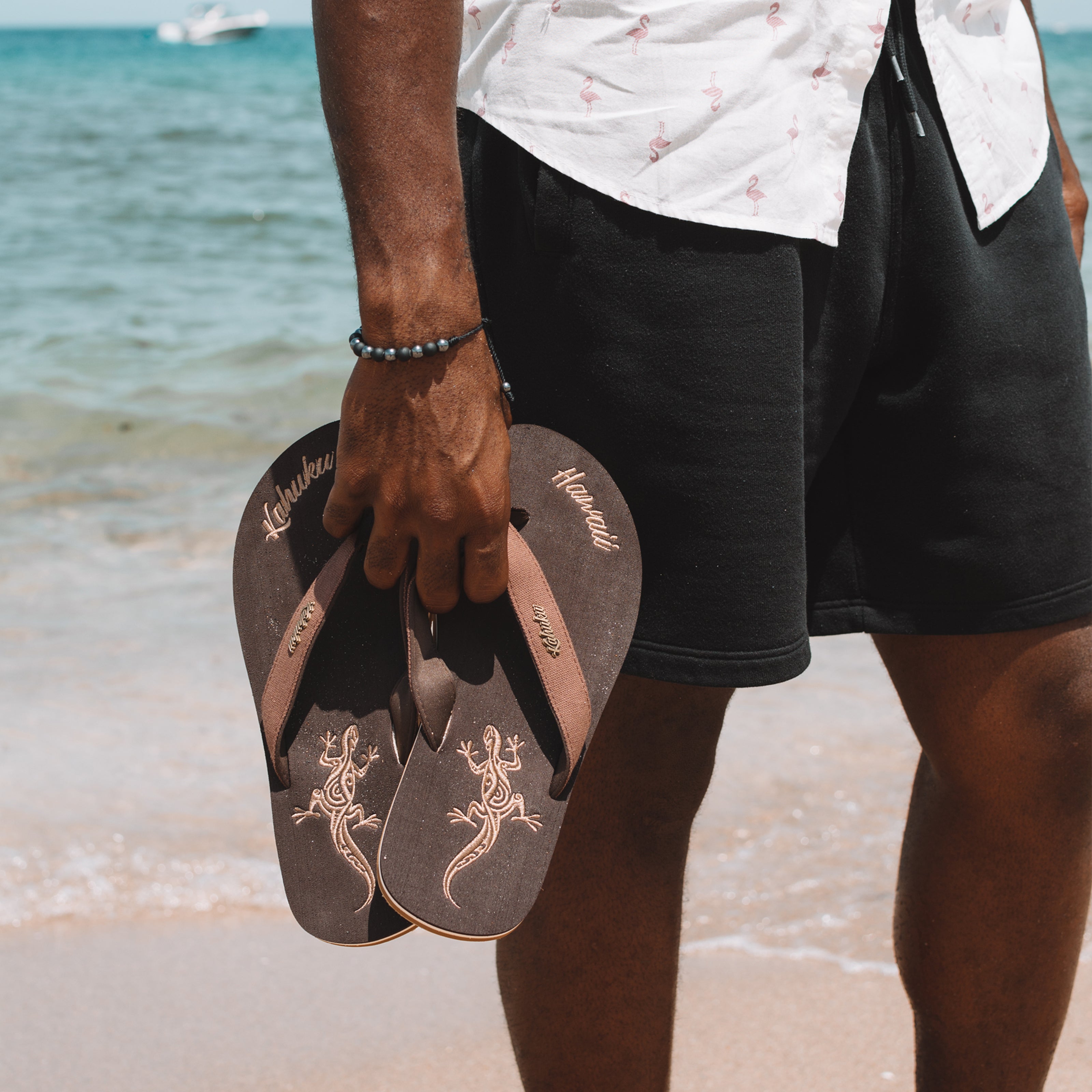 Slippahs Men's Flip-Flops - Brown Lizard