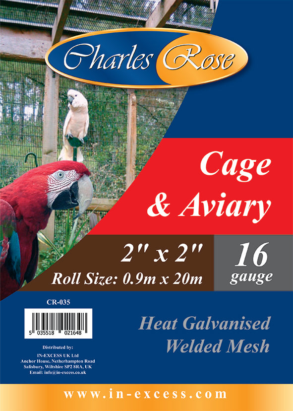 Charles Rose Cage & Aviary Galvanised Wire Fence Welded 16 Gauge Mesh 2" x 2" - Various Roll Sizes