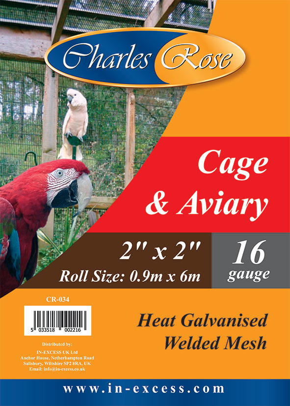 Charles Rose Cage & Aviary Galvanised Wire Fence Welded 16 Gauge Mesh 2" x 2" - Various Roll Sizes