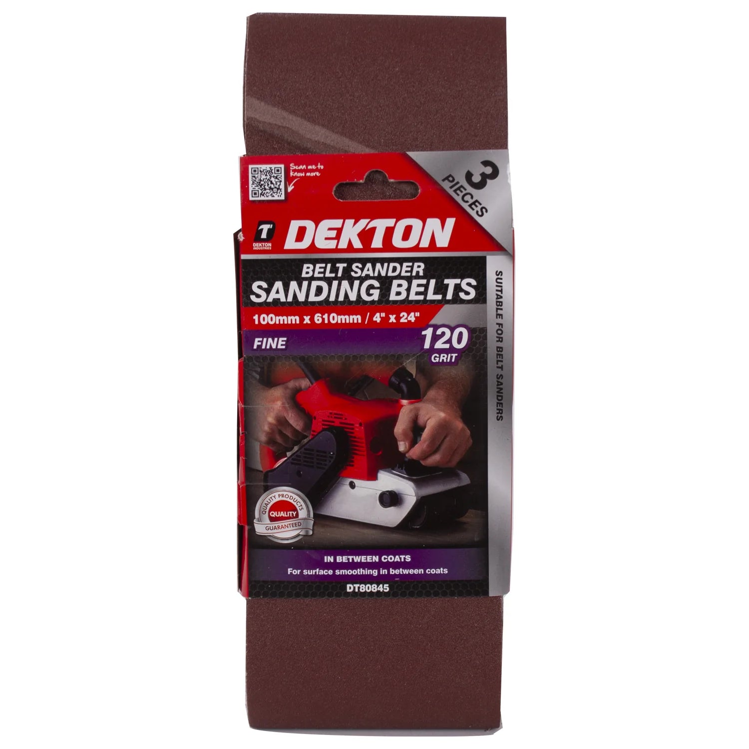 Dekton Belt Sander Sanding Belts 120 Grit 100 x 610mm Pack of 3