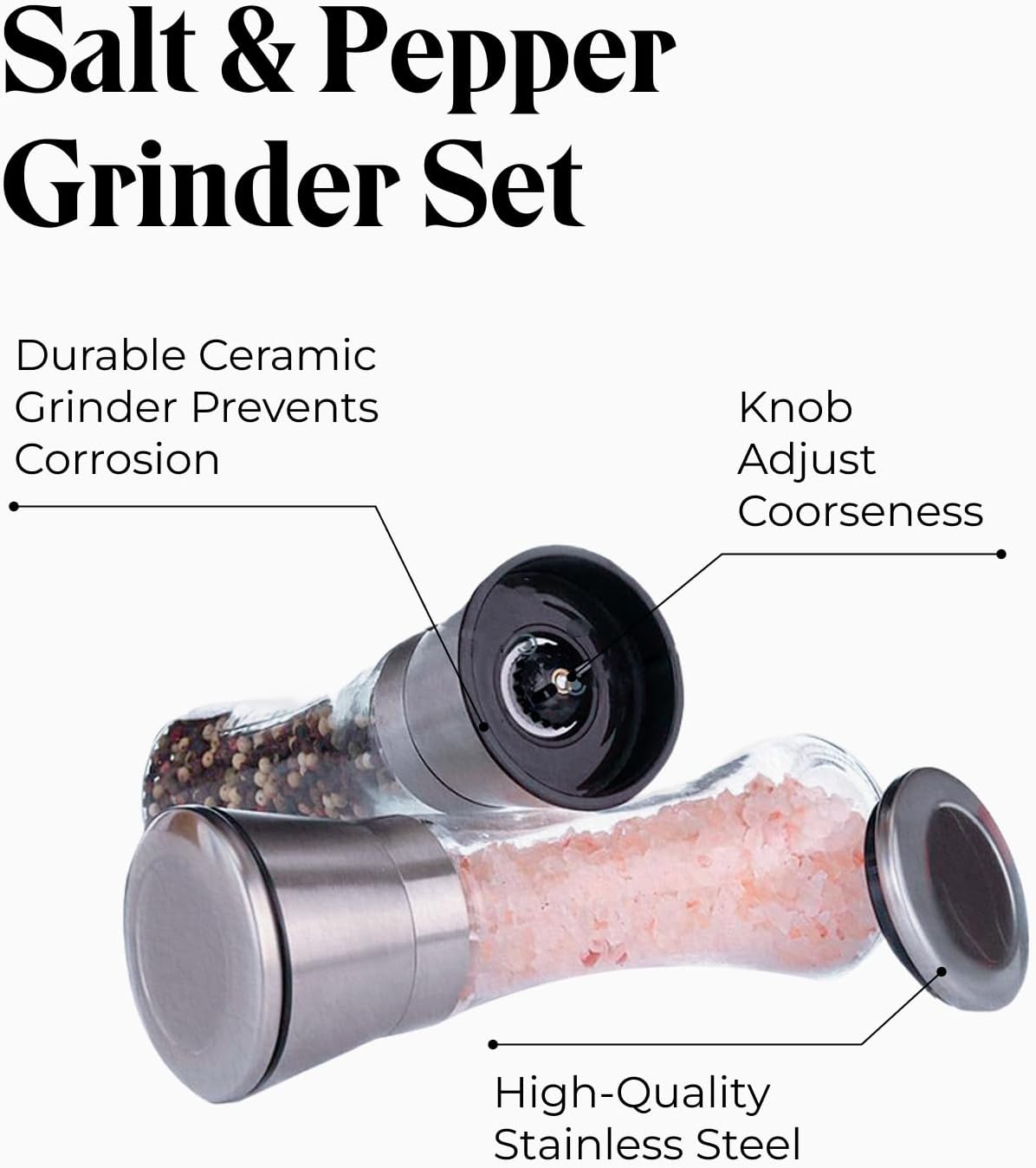 Willow & Everett Salt and Pepper Grinders in a Stand