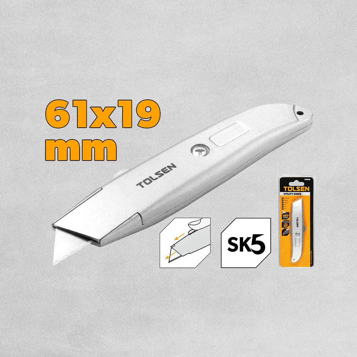 Tolsen Aluminium Utility Knife. SK5 Blade