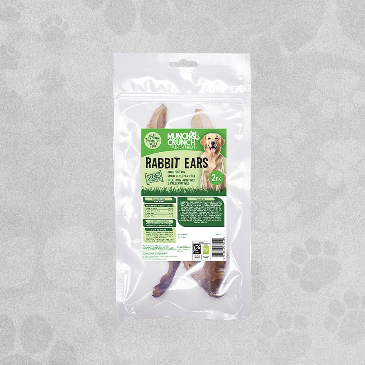 Munch & Crunch Rabbit Ears Dog Treat Chew PK 2