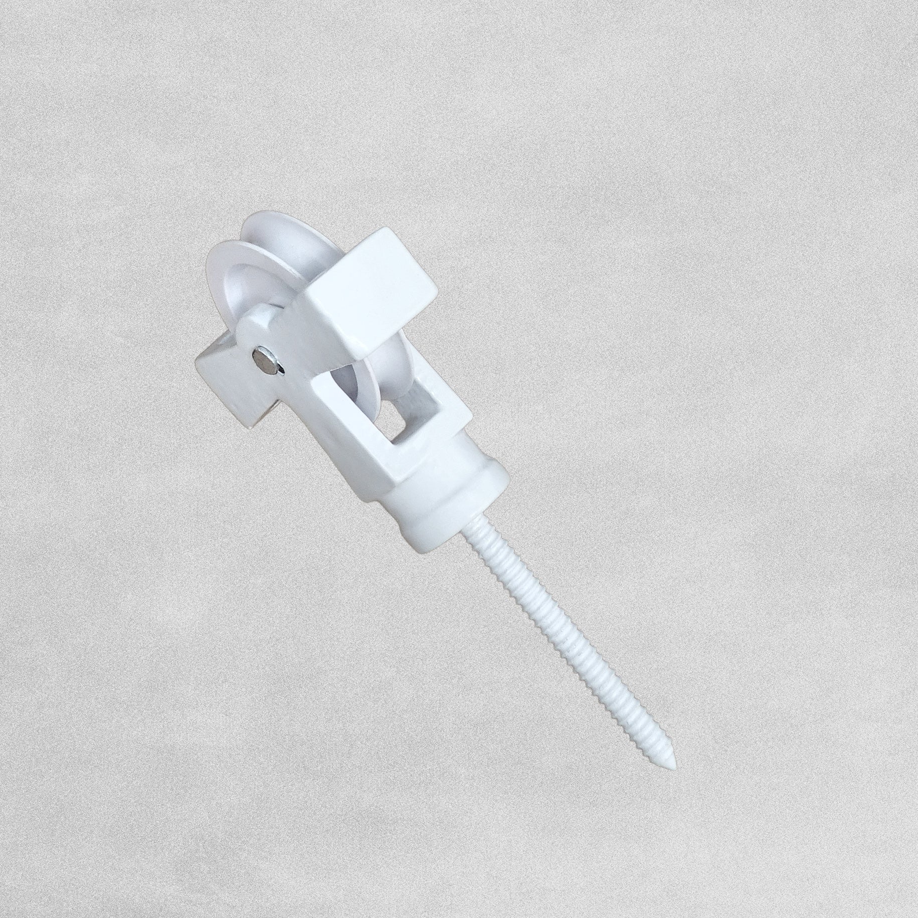 In-Excess Hardware White Coated Cast Screw Laundry Pulley - 44mm Single Pulley