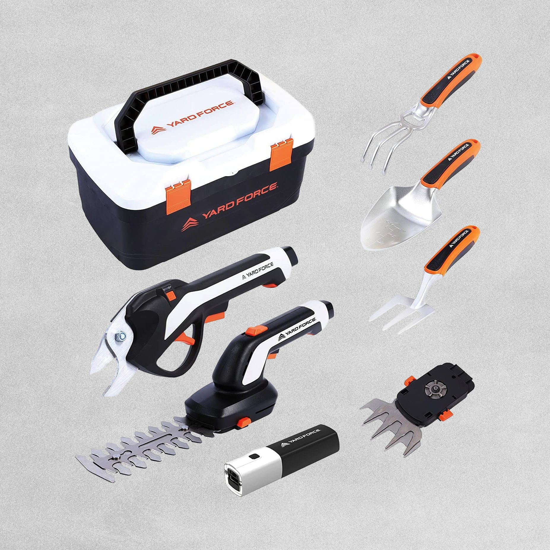 Yard Force Vita Hand Tool Set for Gardens and Balconies with Portable Box and 4Ah Lithium Ion-Battery