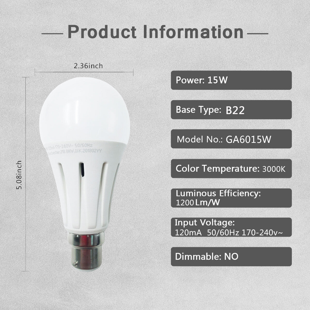 ExtraStar B22 15W 1200lm LED Light Bulb Warm White 3000K