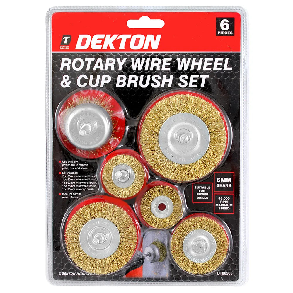Dekton 6pcs Rotary Wire Wheel & Cup Brush Set