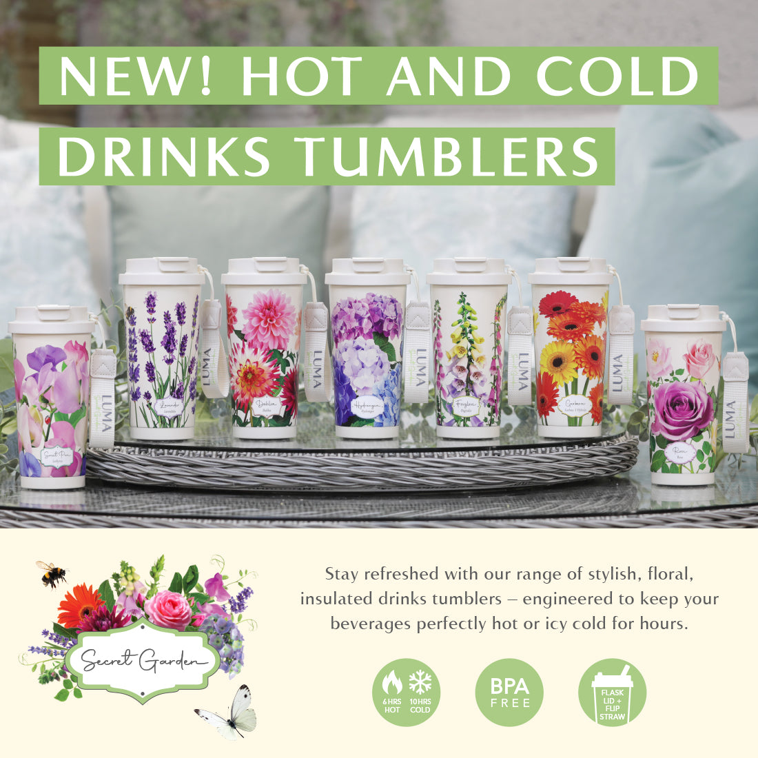 Luma Secret Garden Tumbler 500ml - Flowers