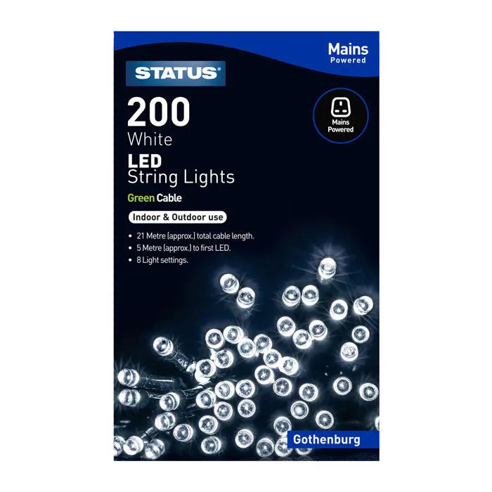 Status 200 Indoor / Outdoor LED String Lights - mains powered