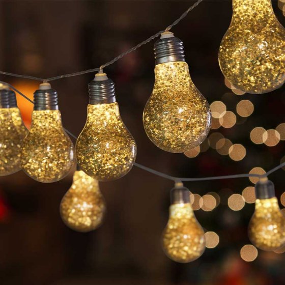 Three Kings Gold Glitterbulb String Lights - Set of 10