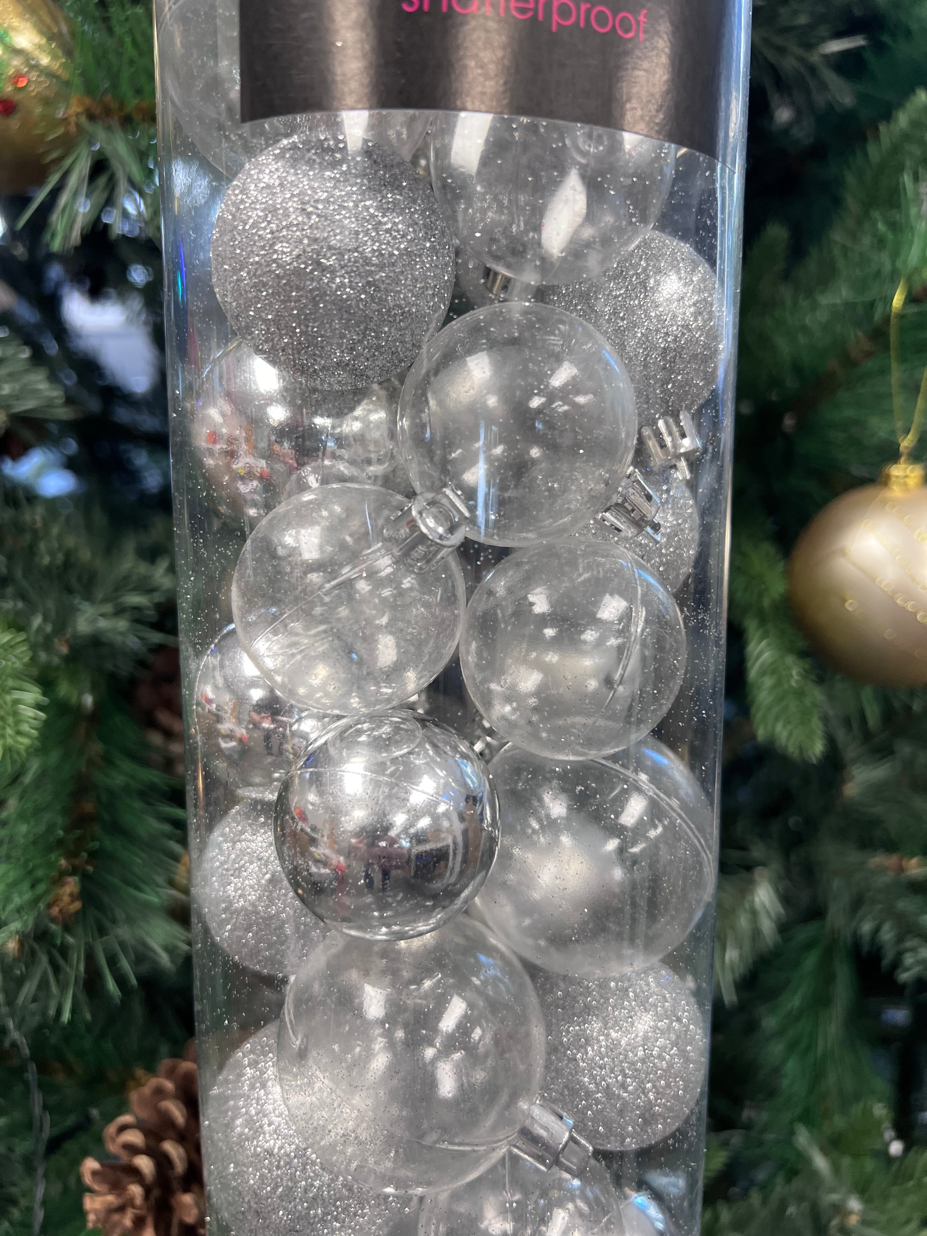 100 Shatterproof Christmas Bauble Decorations - 3 Colours Available