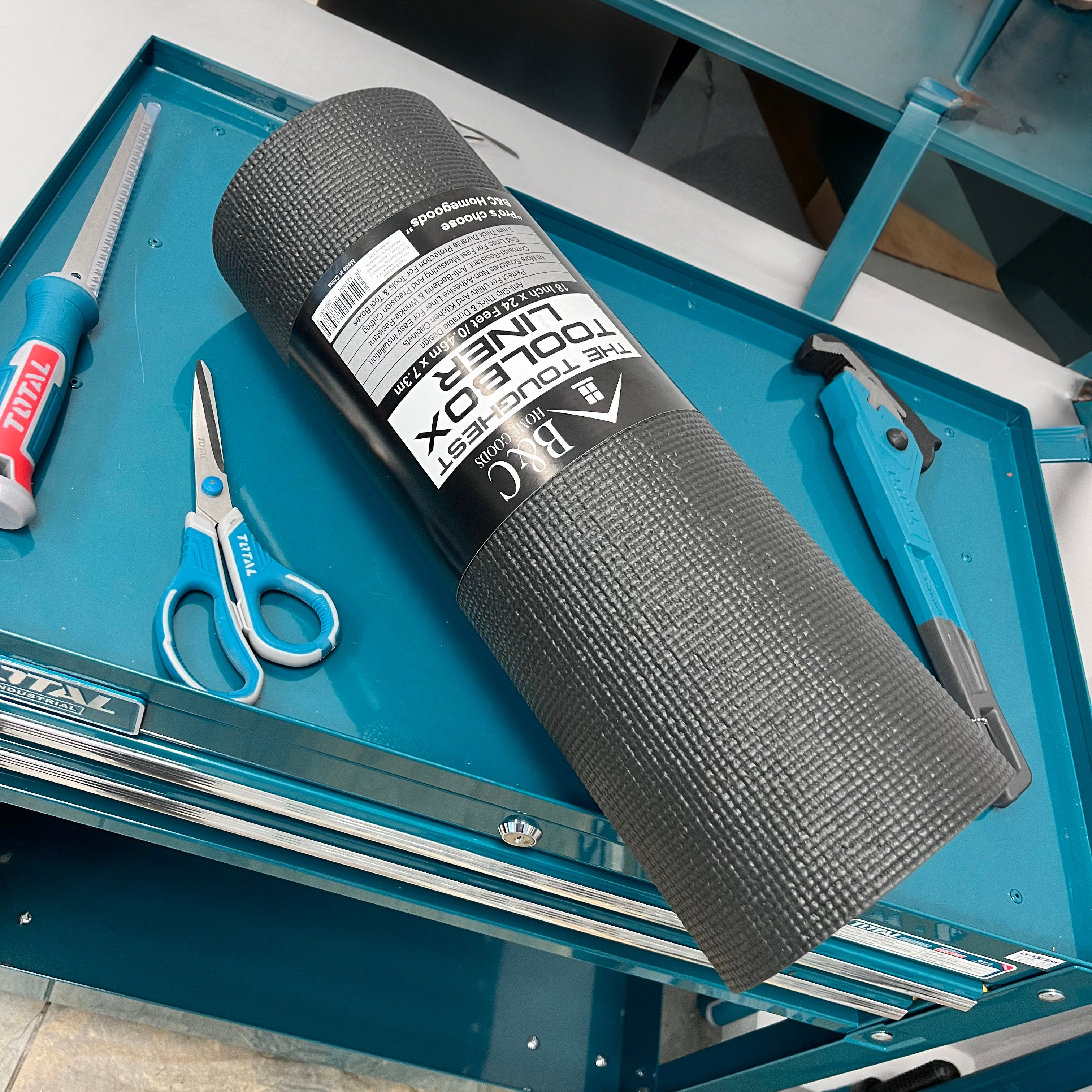 B&C Home Goods Toolbox Liner 18" x 24'  - Black Roll