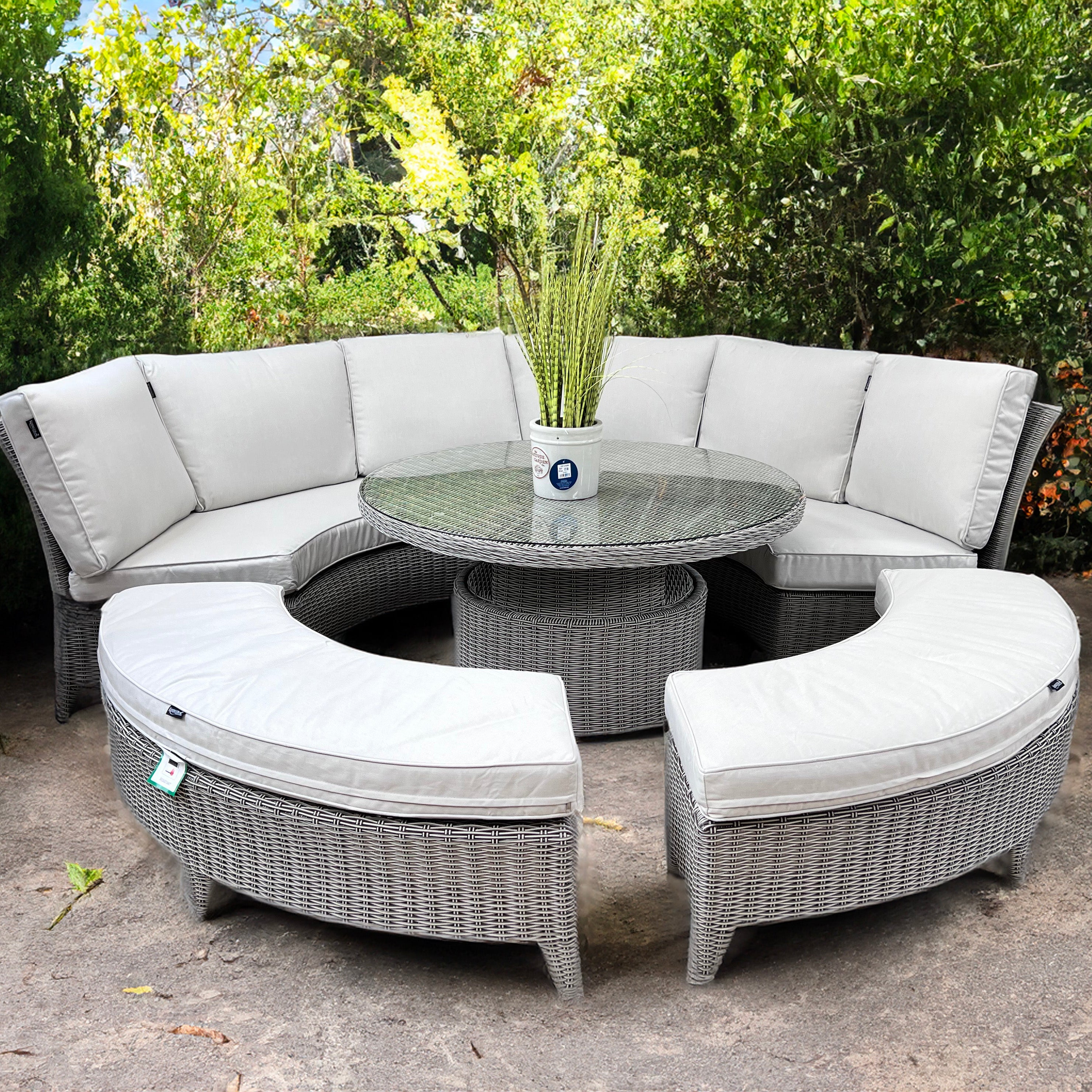 Harbo Valencia Liquorice Large Circular Dining Set with 2 Sofas & 2 Benches