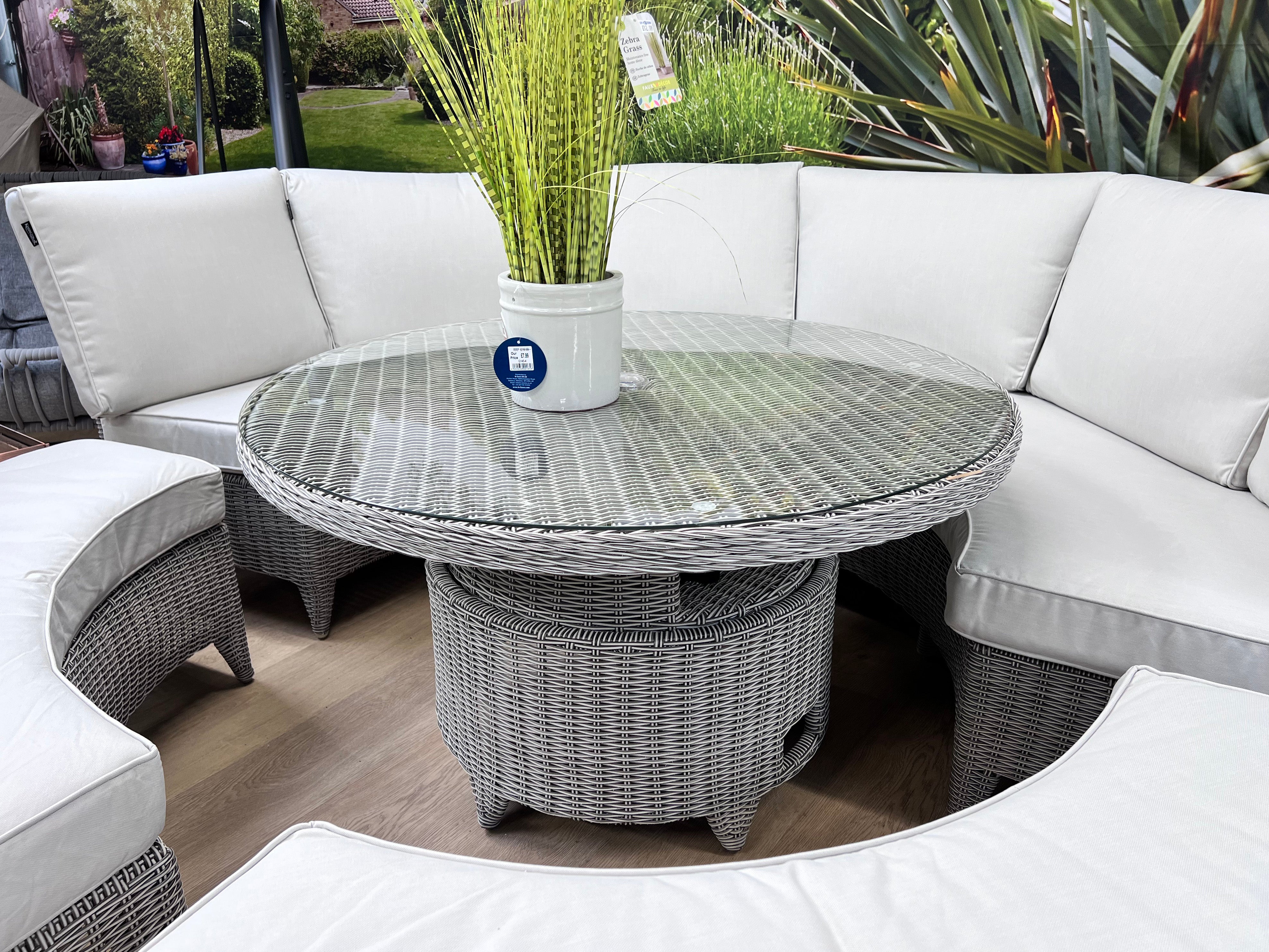 Harbo Valencia Liquorice Large Circular Dining Set with 2 Sofas & 2 Benches