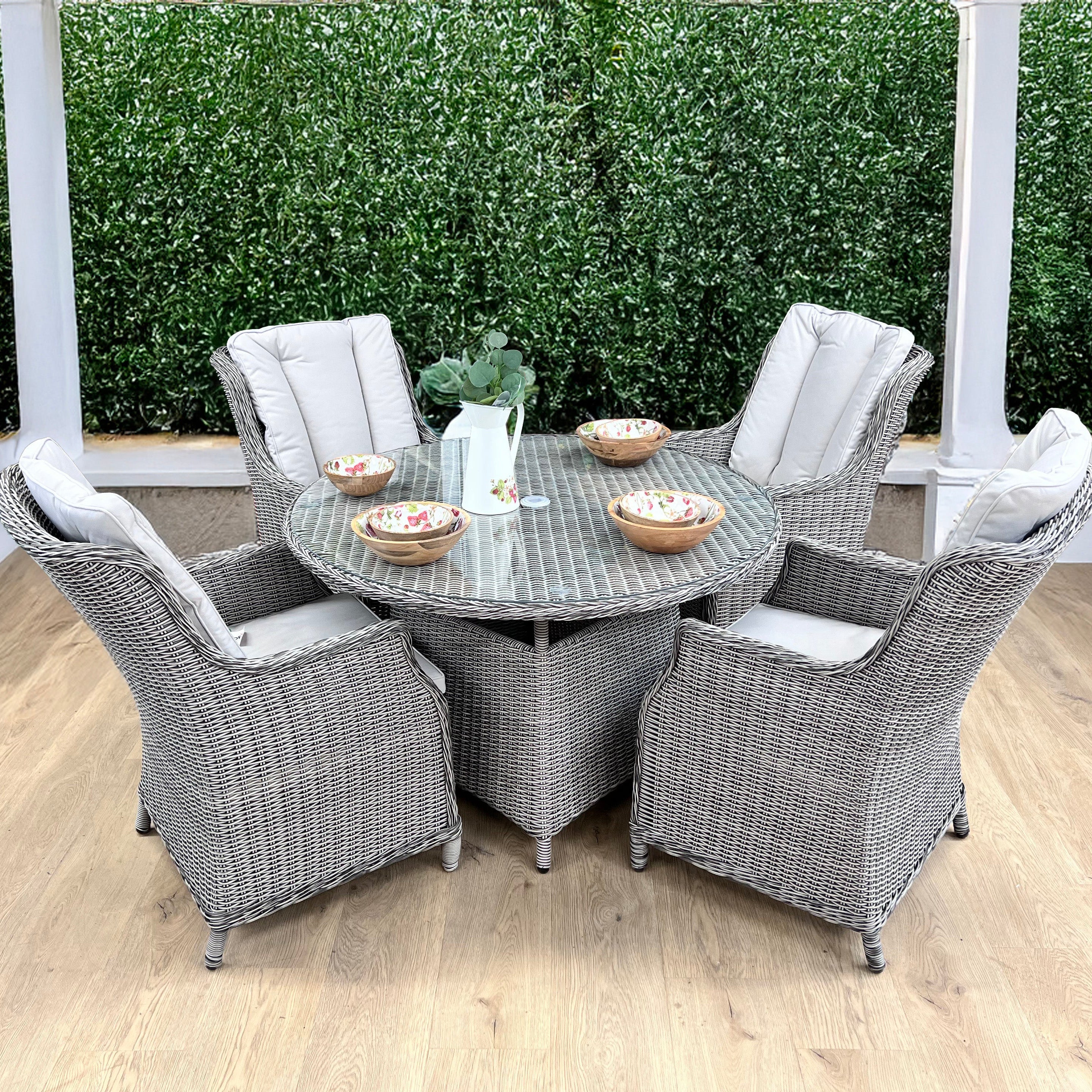 Olivia Liquorice Dining Set with 4 Wingback Chairs