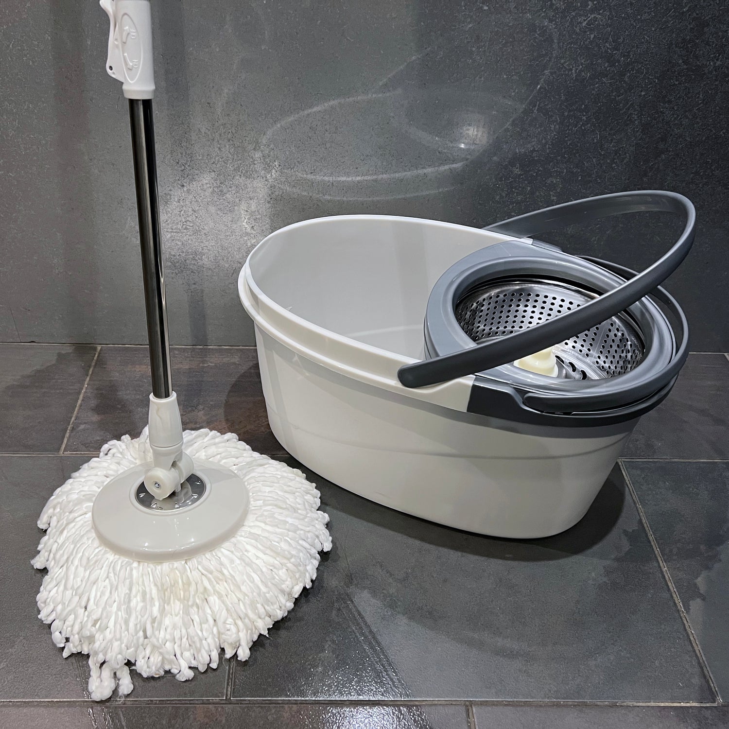 1 Set, Household Cleaning Mop With Stainless Steel Cleaning Basket, Round  Hand-wash Free Mop With Spin Bucket, Super Absorbent Rotary Mop, Suitable Fo