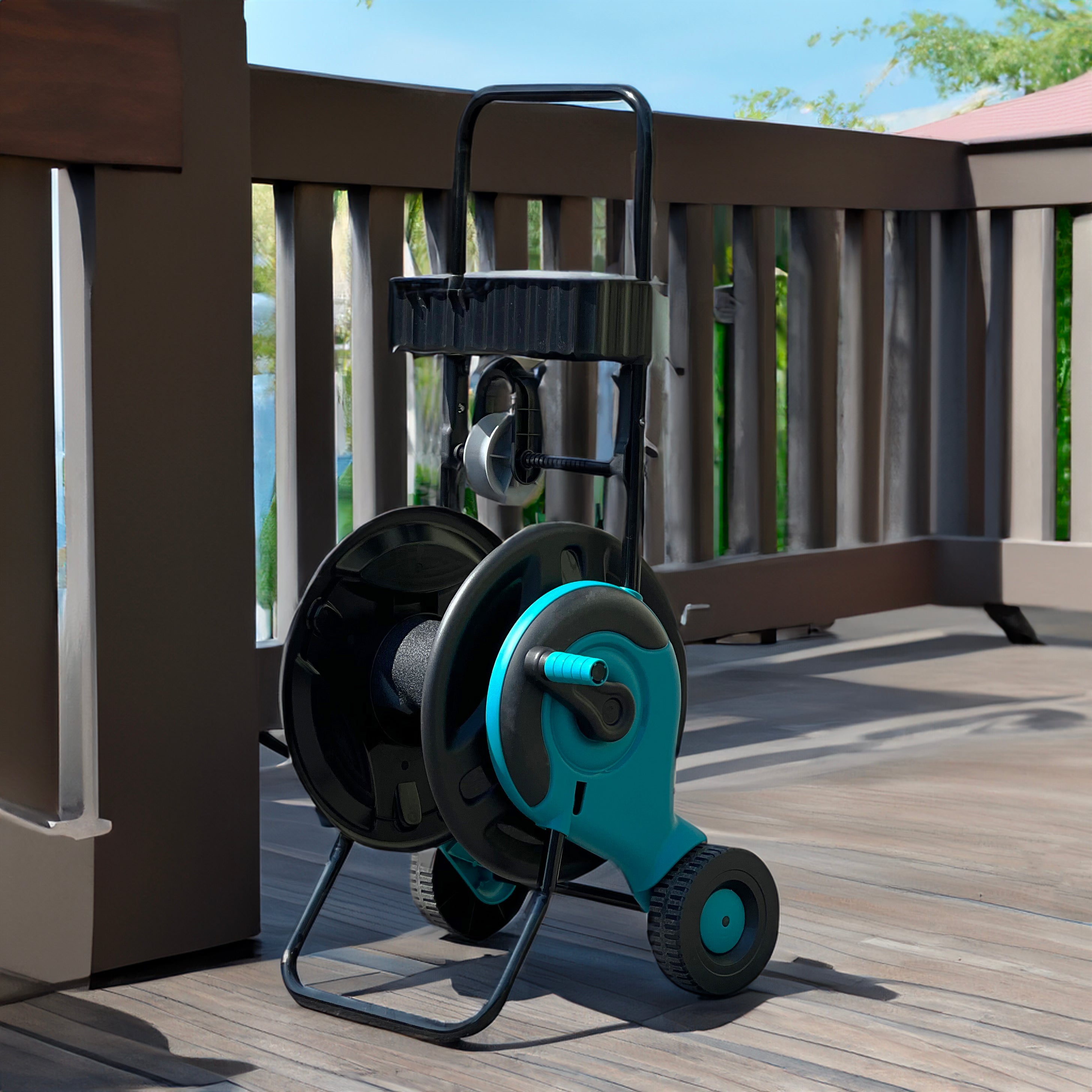 In-Excess Aqualean Premium Hose Cart with Hose Guide & Tool Tray