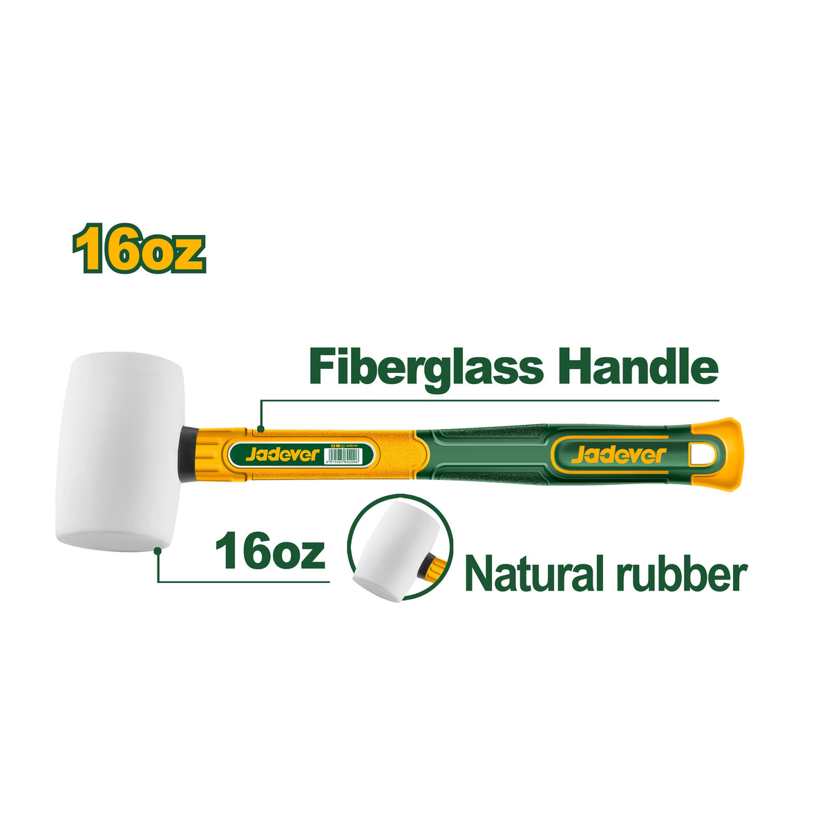 Jadever Rubber Hammer White Head 16oz