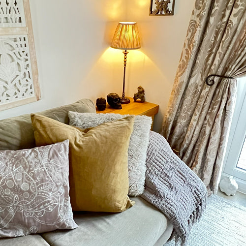Lisa Pryde Luxury Velvet Cushion with Duck Feather Insert - Caramel