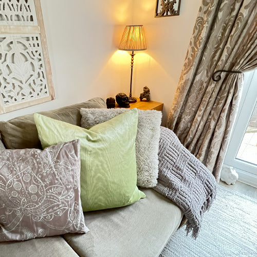 Lisa Pryde Luxury Satin Velvet Cushion with Duck Feather Insert - Pear Moiré