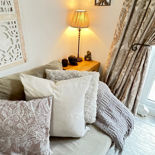 Lisa Pryde Luxury Velvet Cushion with Duck Feather Insert - Pebble