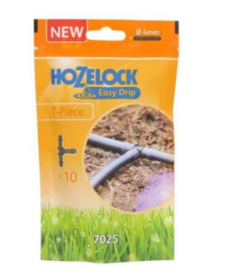 Hozelock 7025 T Piece Connectors 4mm - Pack of 10