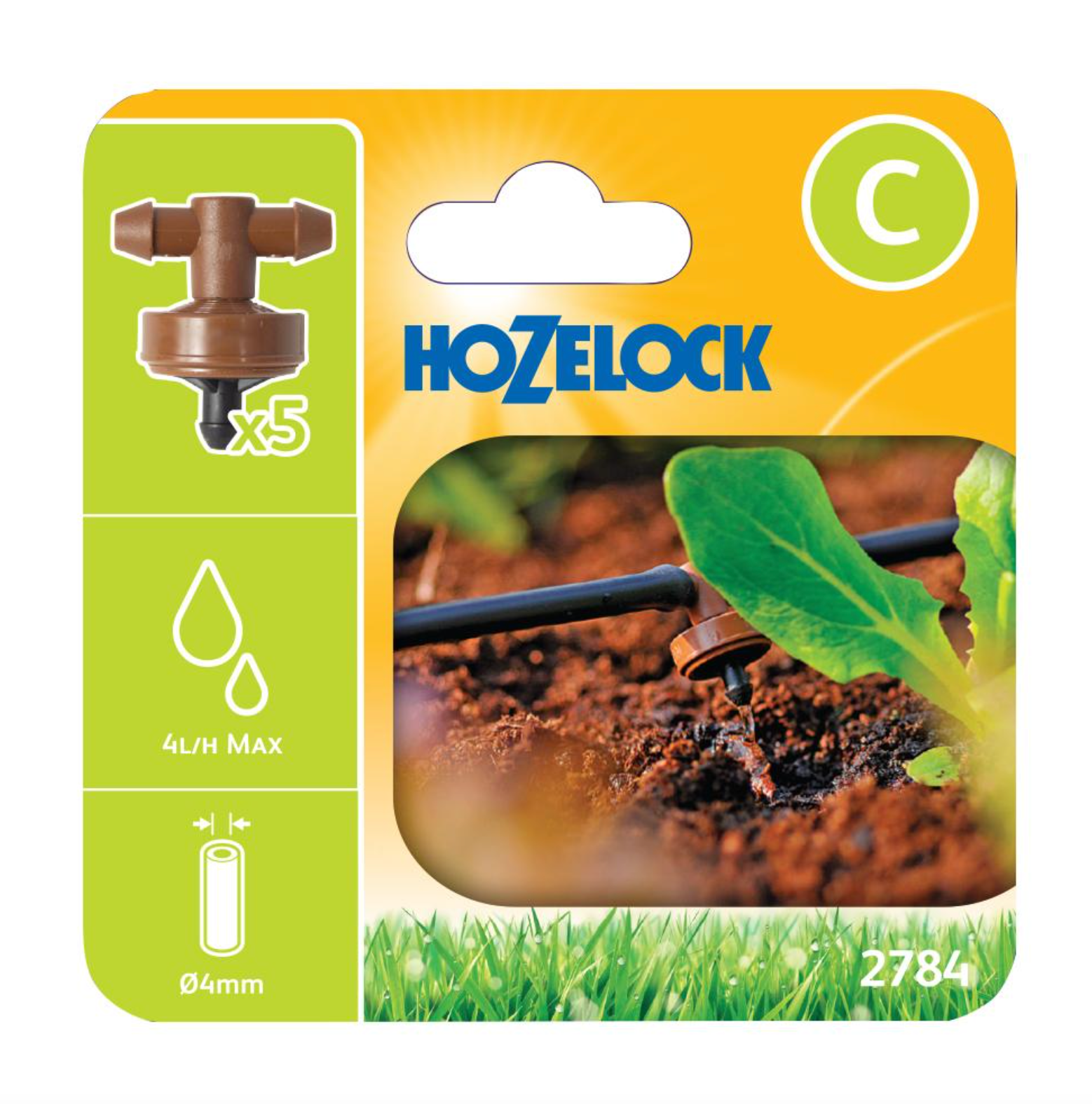 Hozelock 2784 In Line Pressure Compensating Dripper 4lph 4mm pipe - Pack of 5