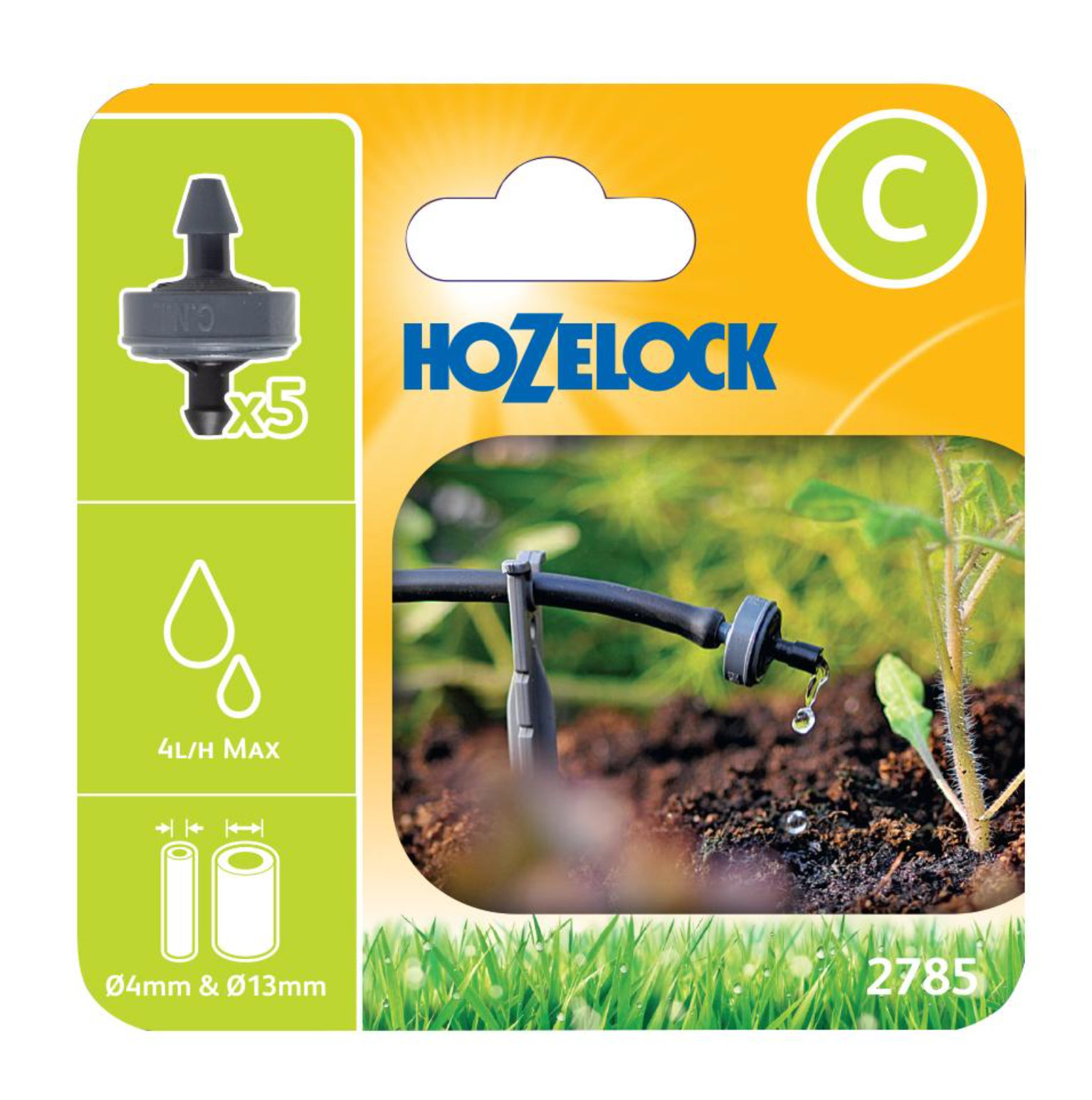 Hozelock 2785 End of Line Dripper 4lph 4mm Pipe - Pack of 5