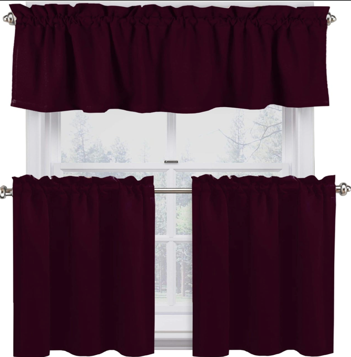 'Native Fab' 3 Pieces Window Curtain Tiers and Valance Set –  Half Window Curtains Short Curtains 2 Tiers & 1 Valance Curtain