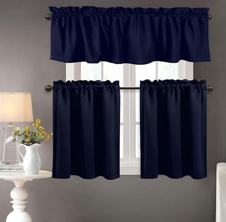 'Native Fab' 3 Pieces Window Curtain Tiers and Valance Set –  Half Window Curtains Short Curtains 2 Tiers & 1 Valance Curtain