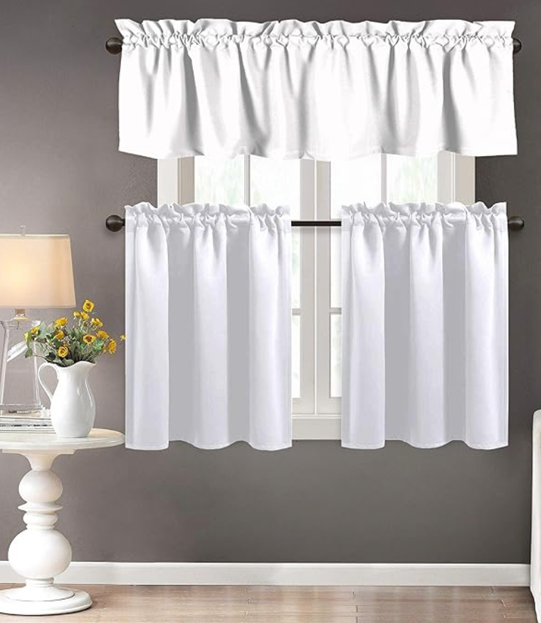 'Native Fab' 3 Pieces Window Curtain Tiers and Valance Set –  Half Window Curtains Short Curtains 2 Tiers & 1 Valance Curtain